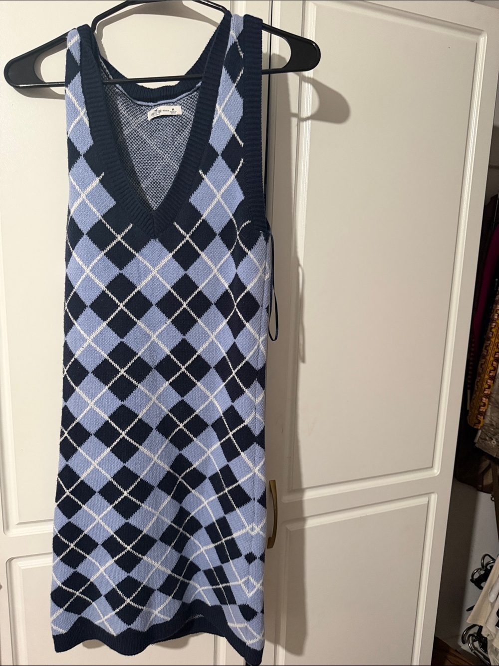 Hollister Blue and Navy Argyle Knit Mini Dress